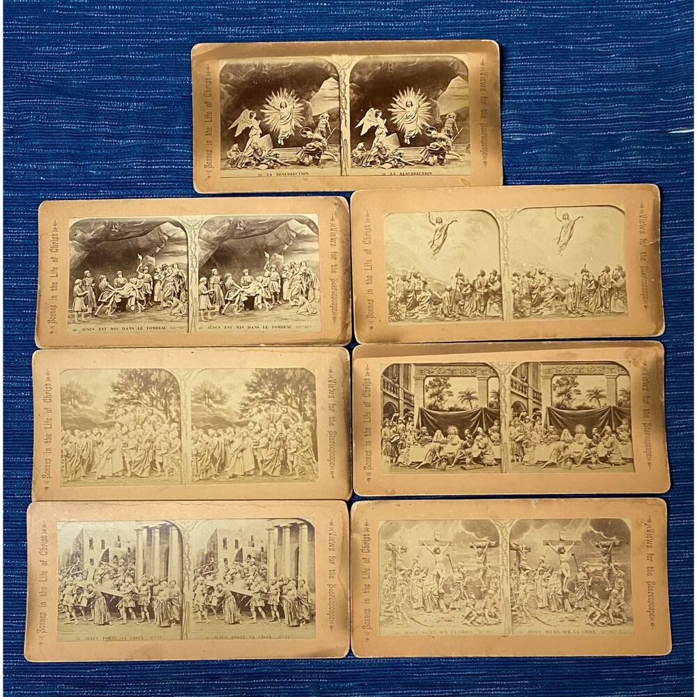Vintage Stereoviews Scenes In The Life Of Christ Lot of 7 Sepia Stereoscope 2B